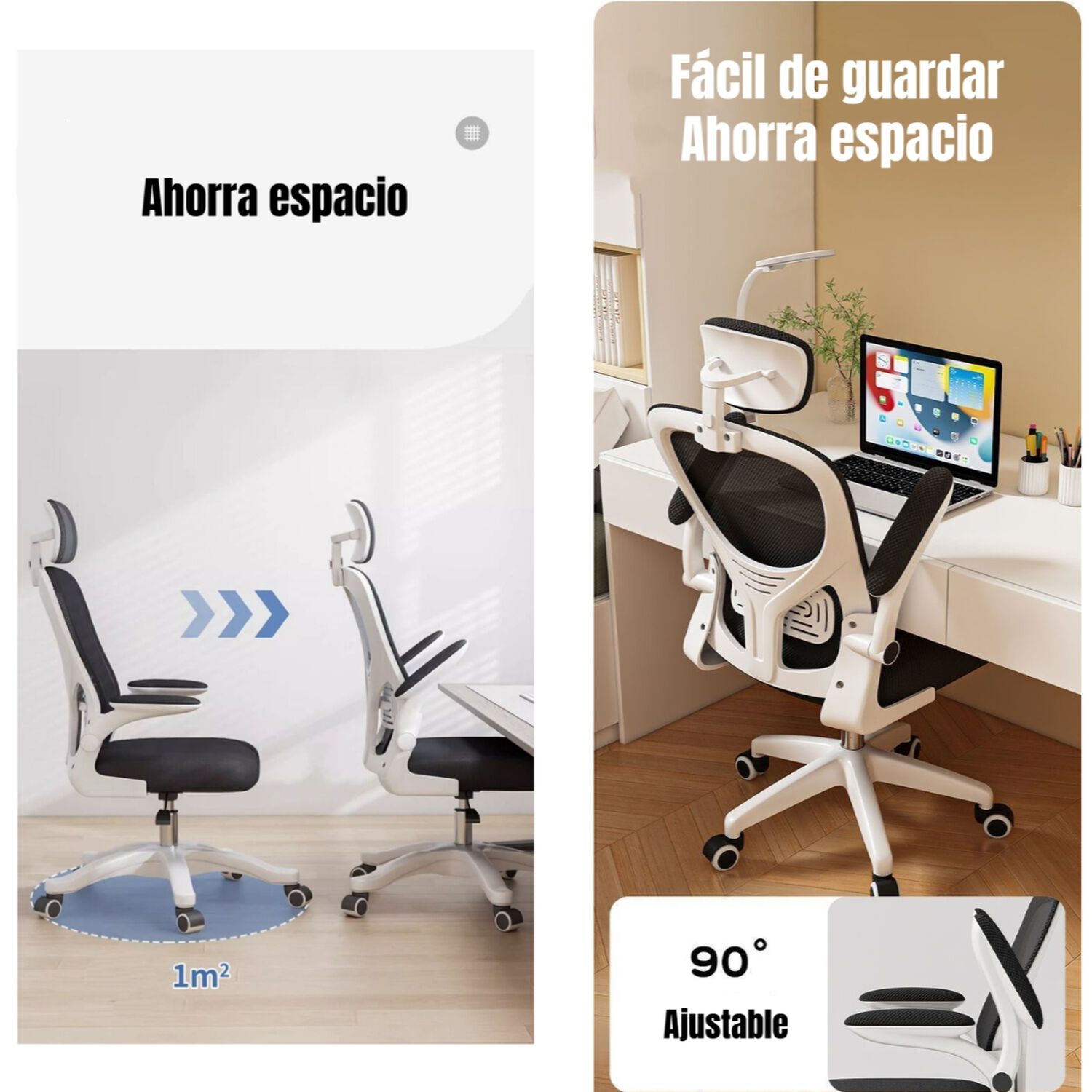 Silla De Escritorio 360&deg; Kikka Con Apoyacabeza Negra image number 3.0