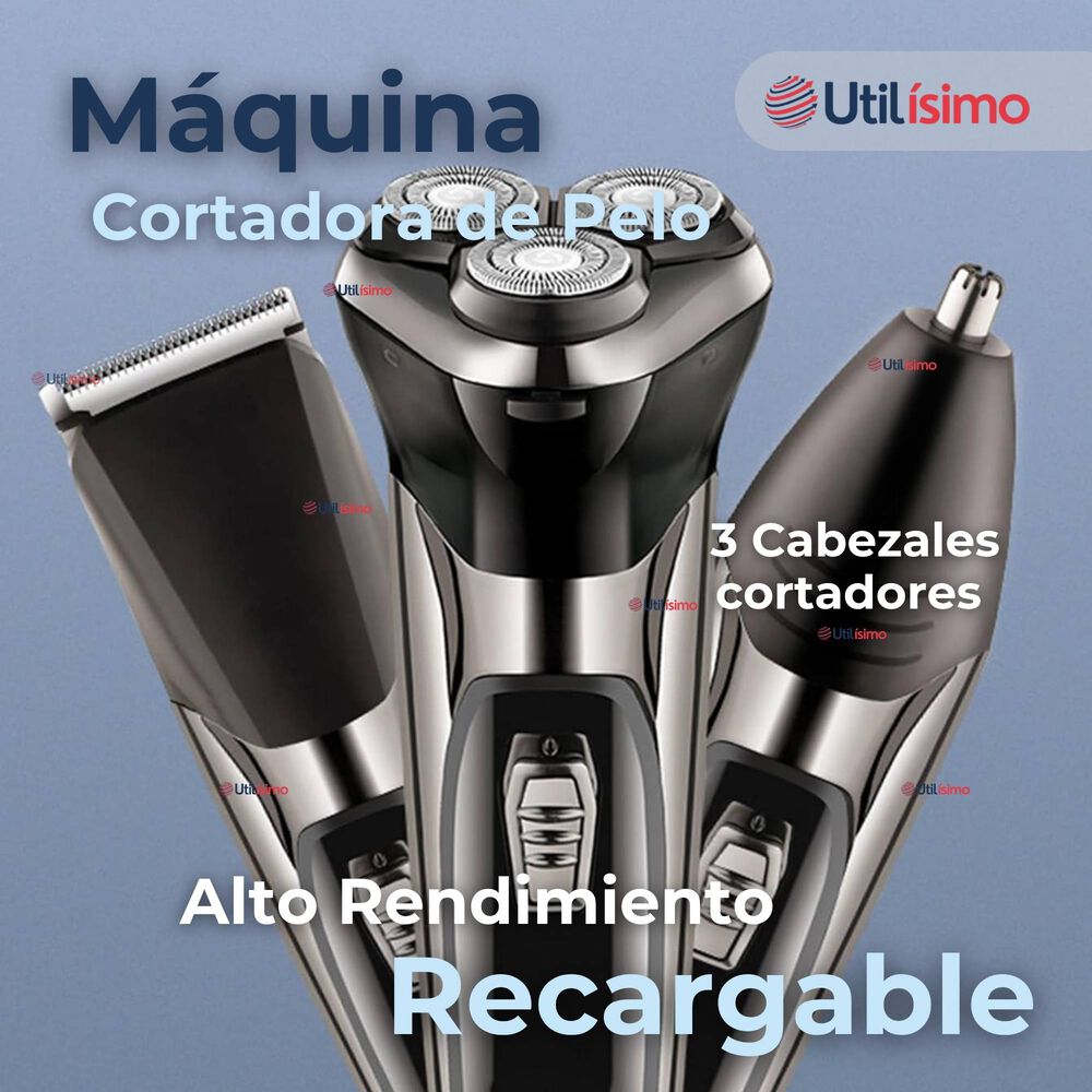 Máquina De Afeitar 3 En 1 Recargable Inalámbrica Usb Color Plateada image number 2.0