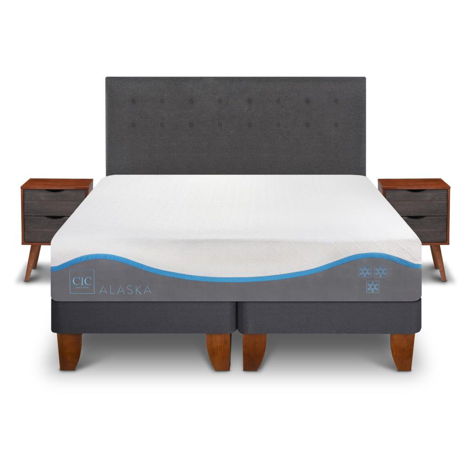 Cama Europea Cic Alaska / King / Base Dividida + Set De Maderas image number 0.0