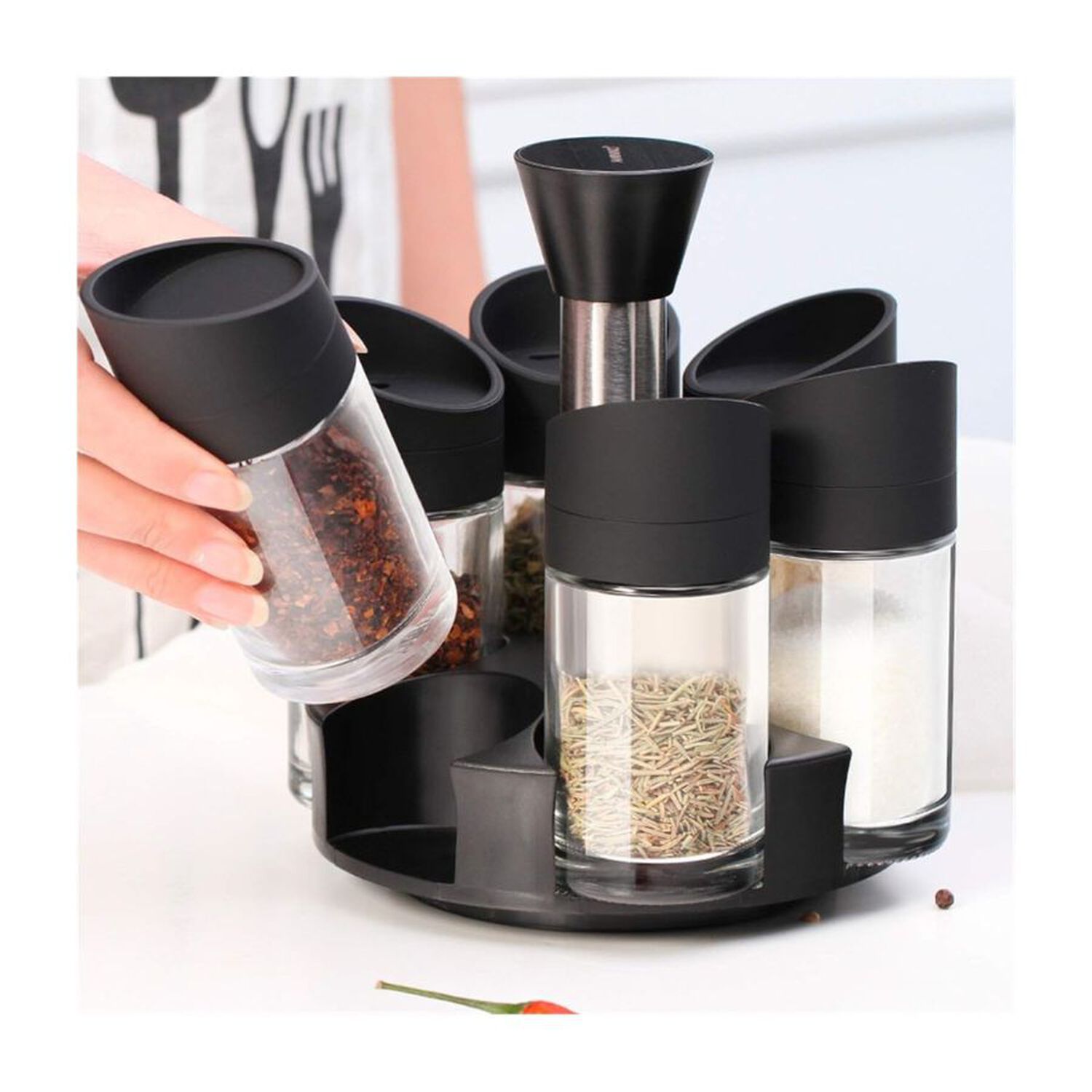 Especiero Giratorio 360 Organizador Cocina 6 Frascos Vidrio image number 2.0