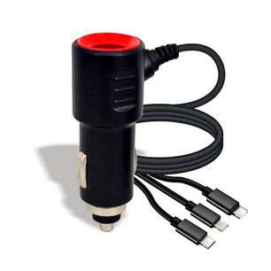 Cargador De Celular Auto 4 En 1 2.1 Aamperes 1 Usb Y 3 Cables Carga Rapida Smarprhone Android Samgung Tipo C Y Iphone Lightining Usb Libre