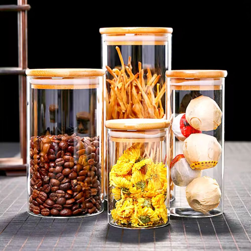 Set 6 Frascos Hermeticos Mini Snacks Vidrio Con Tapa Bambu image number 2.0