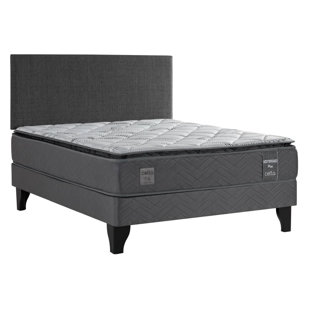 Cama Europea Celta Mediterr&aacute;neo / 2 Plazas / Base Normal + Respaldo image number 0.0