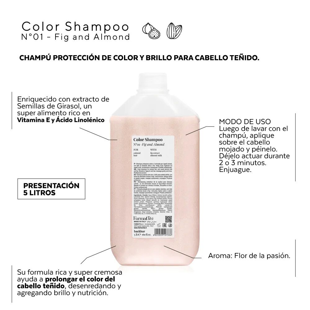 Farmavita Color Shampoo Nro 01 Leche De Almendras E Higos 5000 Ml image number 2.0