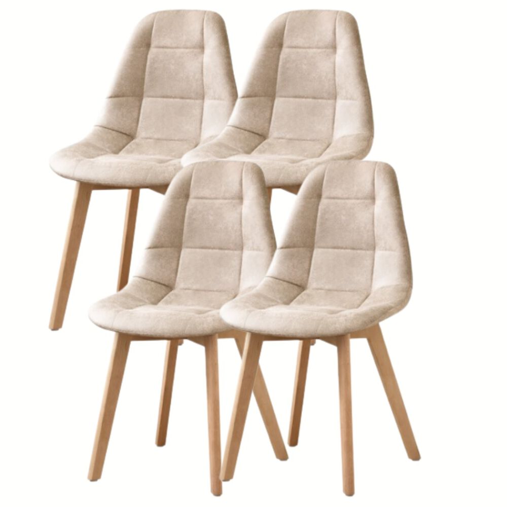 Comedor Warwick 100cm + 4 Sillas Capitonne Ecocuero Vintage Beige image number 3.0