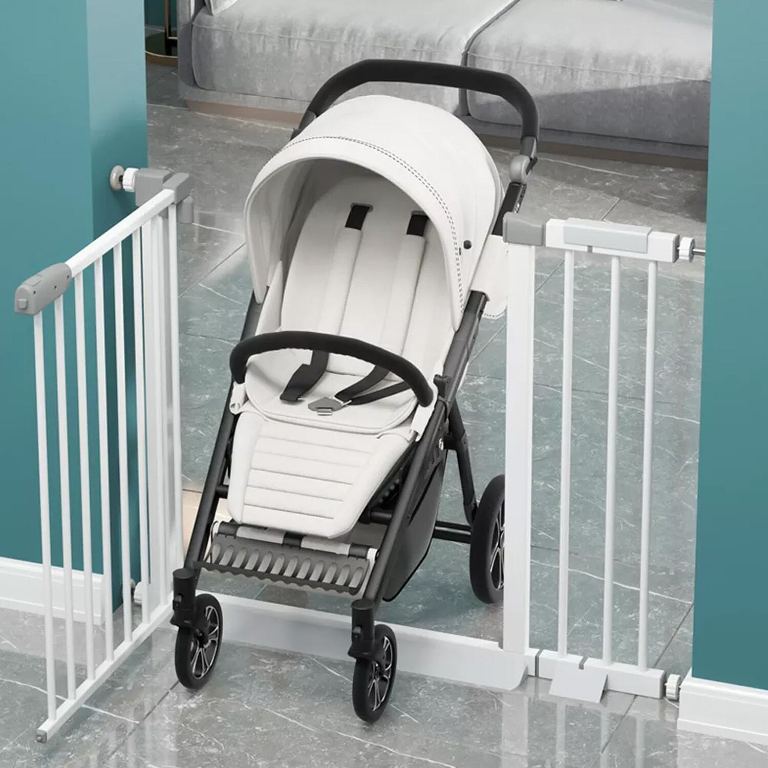 Reja De Seguridad Escalera Para Bebe Y Mascotas 69 A 76 Cm image number 4.0