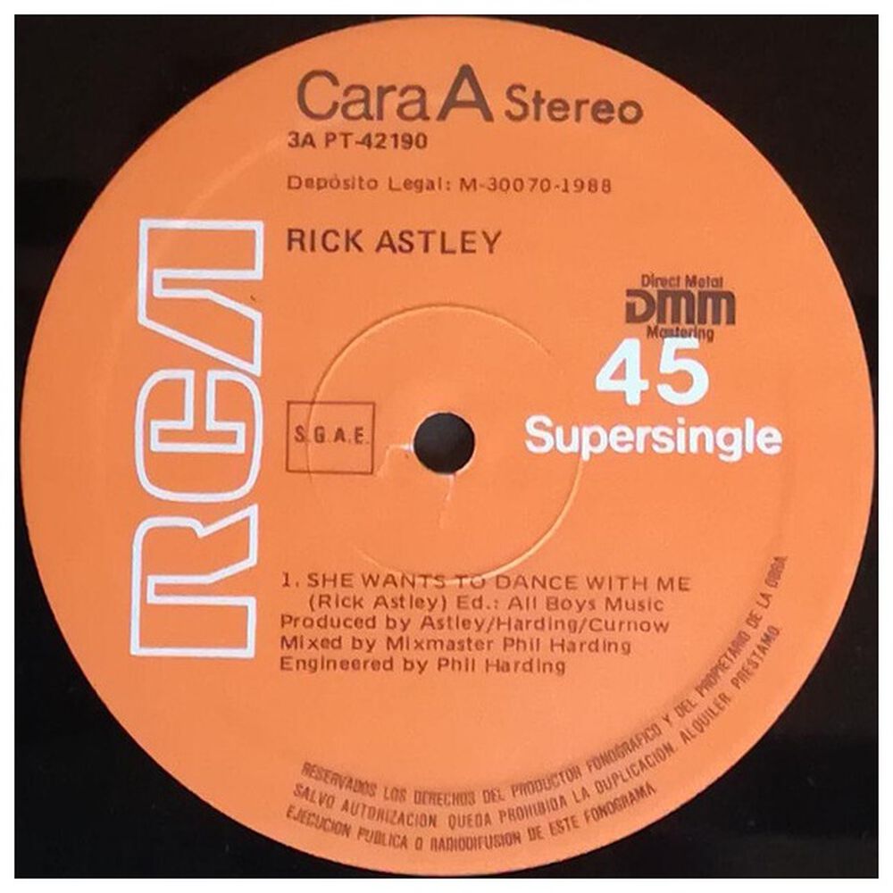 Rick Astley - She Wants Dance With Me | 12" Maxi Single Vinilo Usado image number 2.0