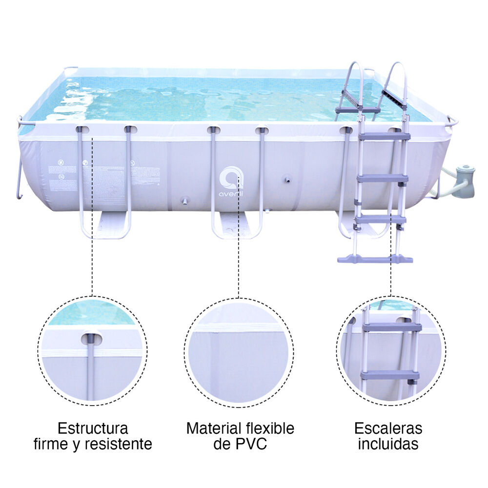 Piscina Con Filtro 7020 L 99x200x400 Cm Gris. image number 3.0