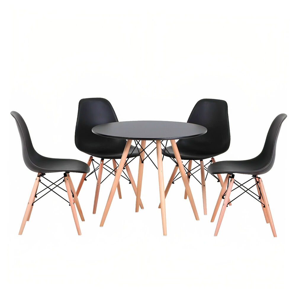 Comedor Mesa Eames Redonda Negra 80cm + 4 Sillas Eames Negra image number 0.0