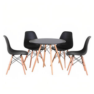 Comedor Mesa Eames Redonda Negra 80cm + 4 Sillas Eames Negra Comedor Mesa Eames Redonda Negra 80cm + 4 Sillas Eames Negra
