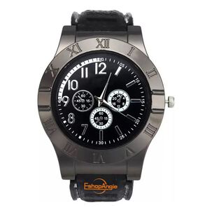 Reloj Hombre Pulsera Encendedor Recargable Correa Negra