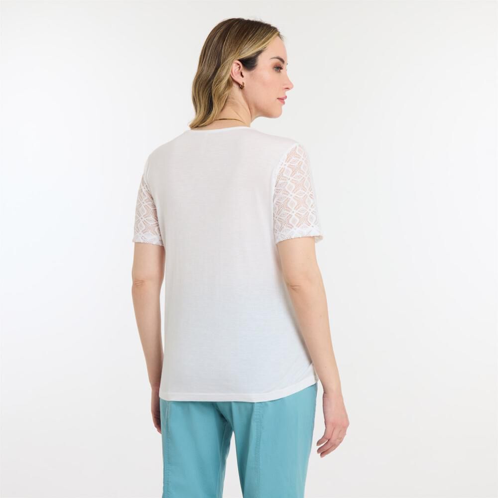 Polera Lace Delantero Manga Corta Cuello Redondo Mujer Geeps image number 3.0