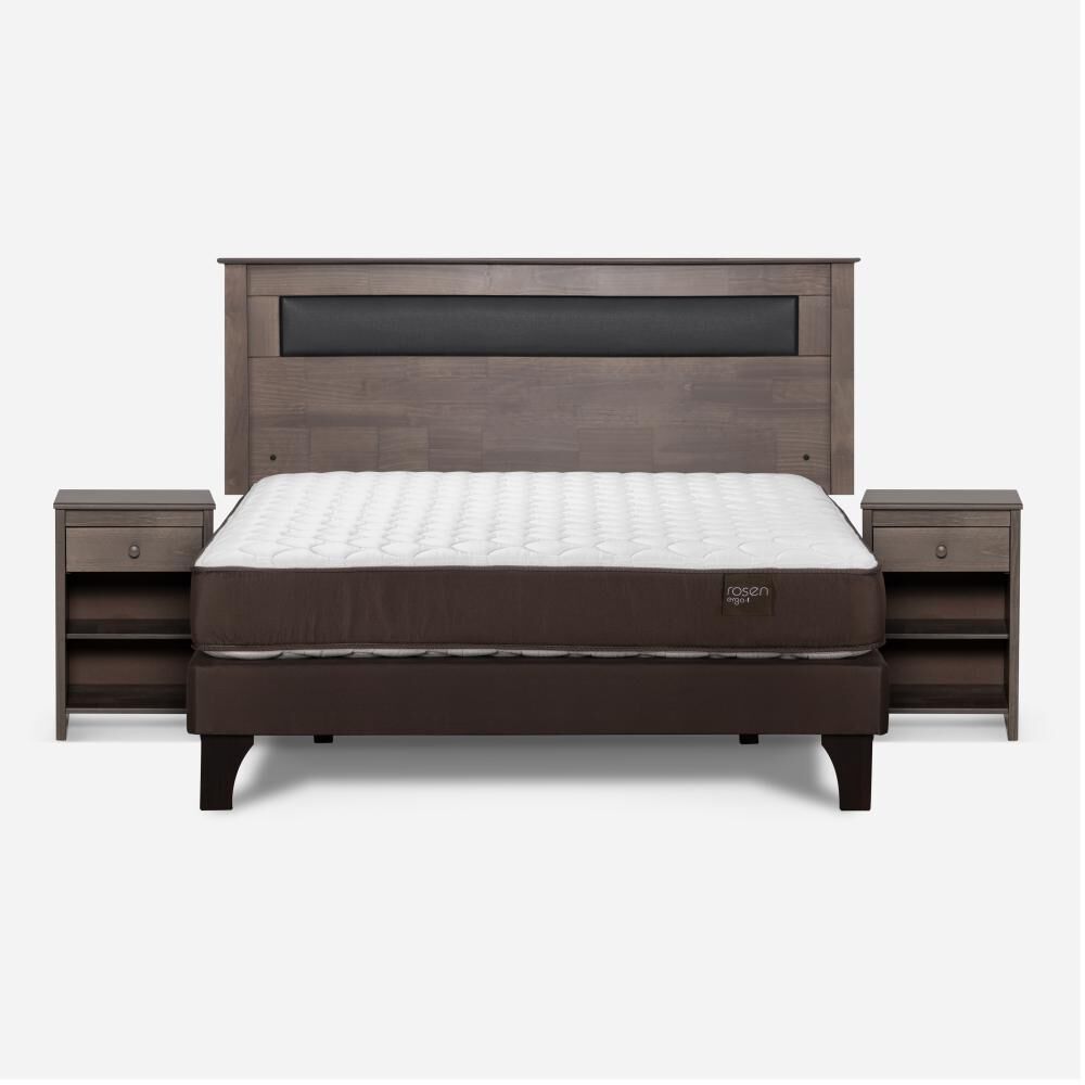 Cama Europea Rosen Ergo T New / 2 Plazas / Base Normal  + Set Maderas Ferrara Gris image number 0.0