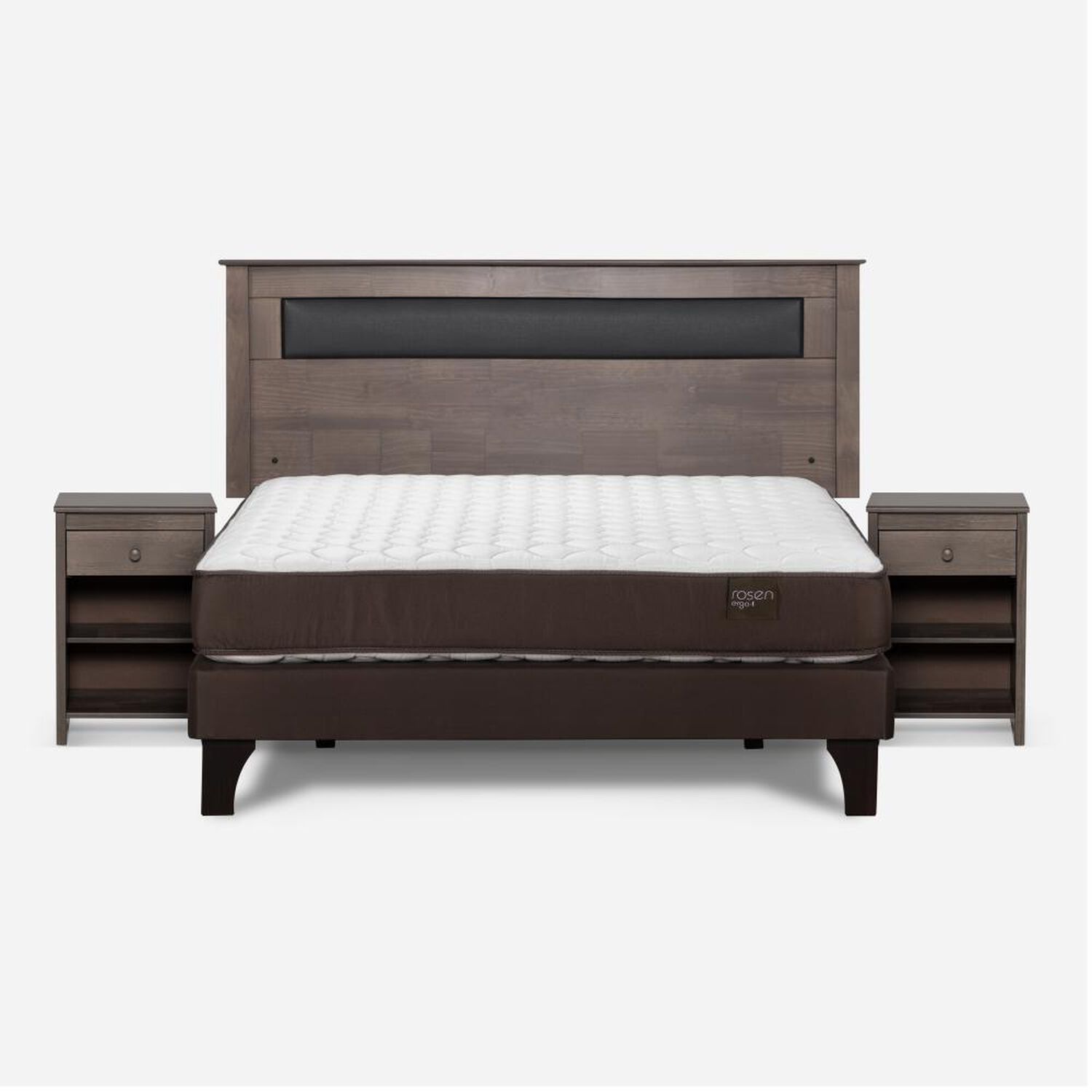 Cama Europea Rosen Ergo T New / 2 Plazas / Base Normal  + Set Maderas Ferrara Gris image number 0.0