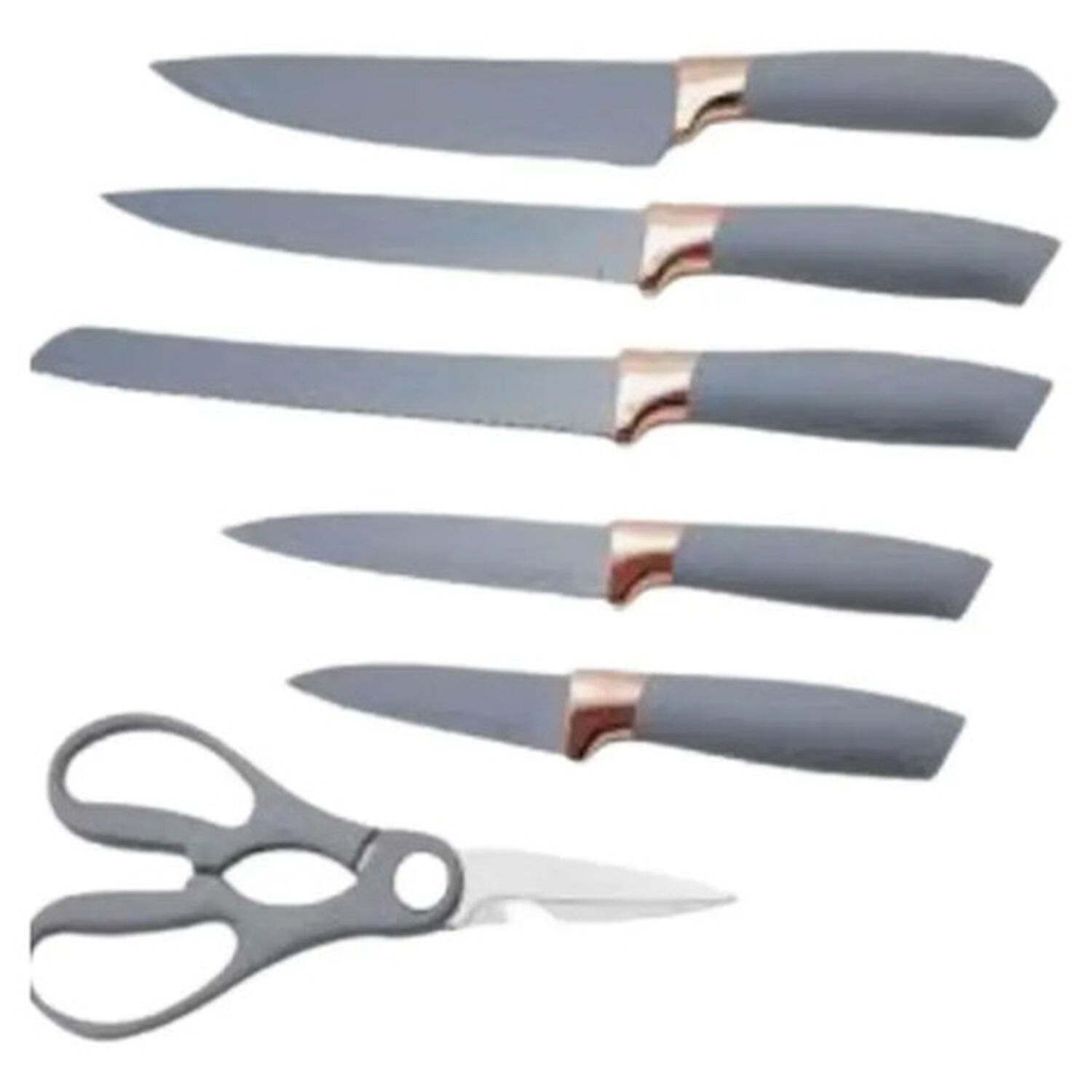 Set Cuchillos De Cocina 9 Piezas Con Base Giratoria Liso Gris image number 3.0