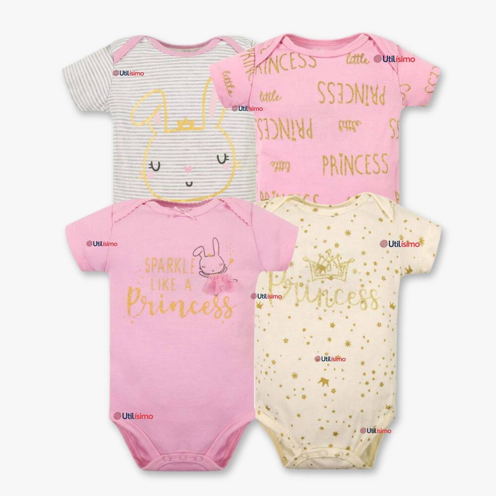Pack 4 Bodys Niña Manga Corta Tedmimak 100% Algodón Sparkle Like A Princess image number 0.0