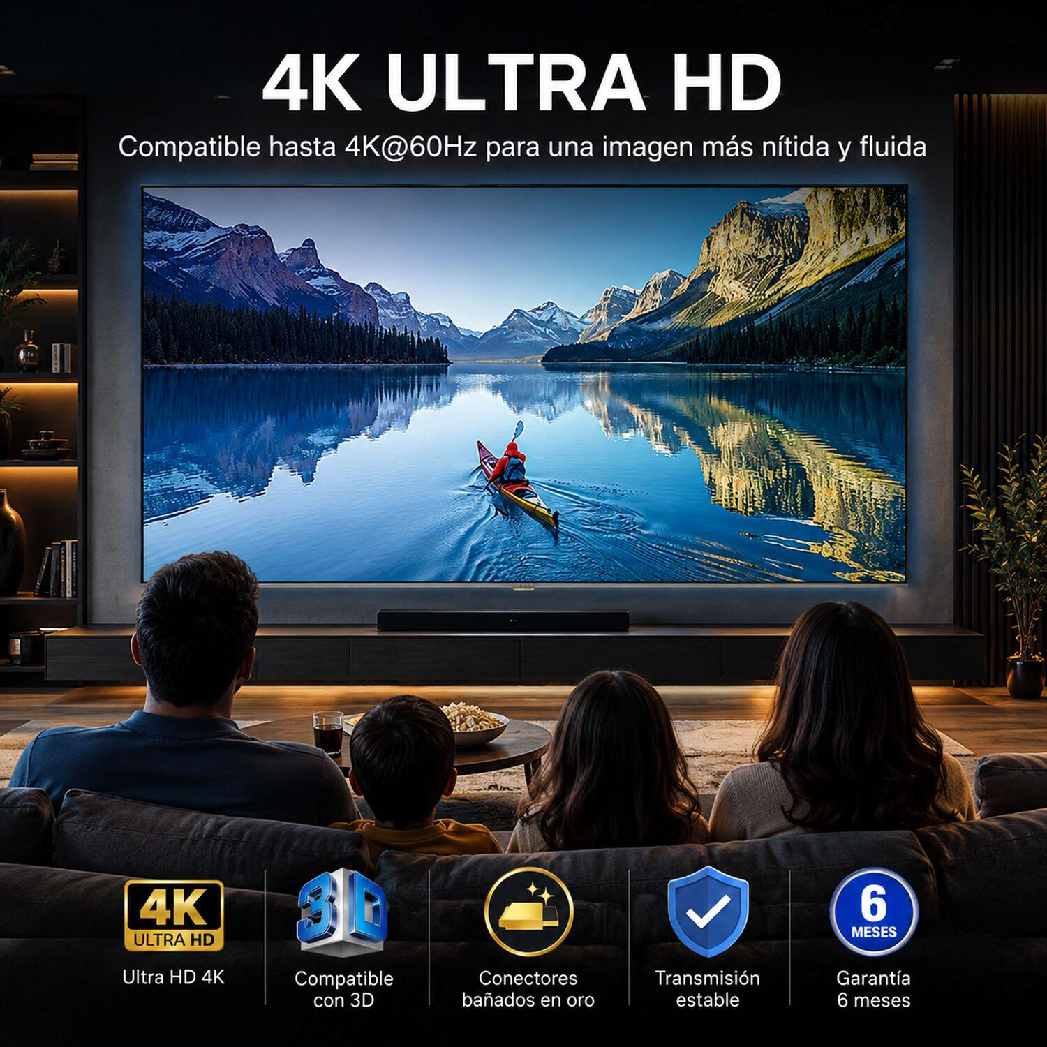 Cable Hdmi 4k 1.8m Ultra Hd Versi&oacute;n 2.0 3d Hdtv Ulink 150163 image number 6.0