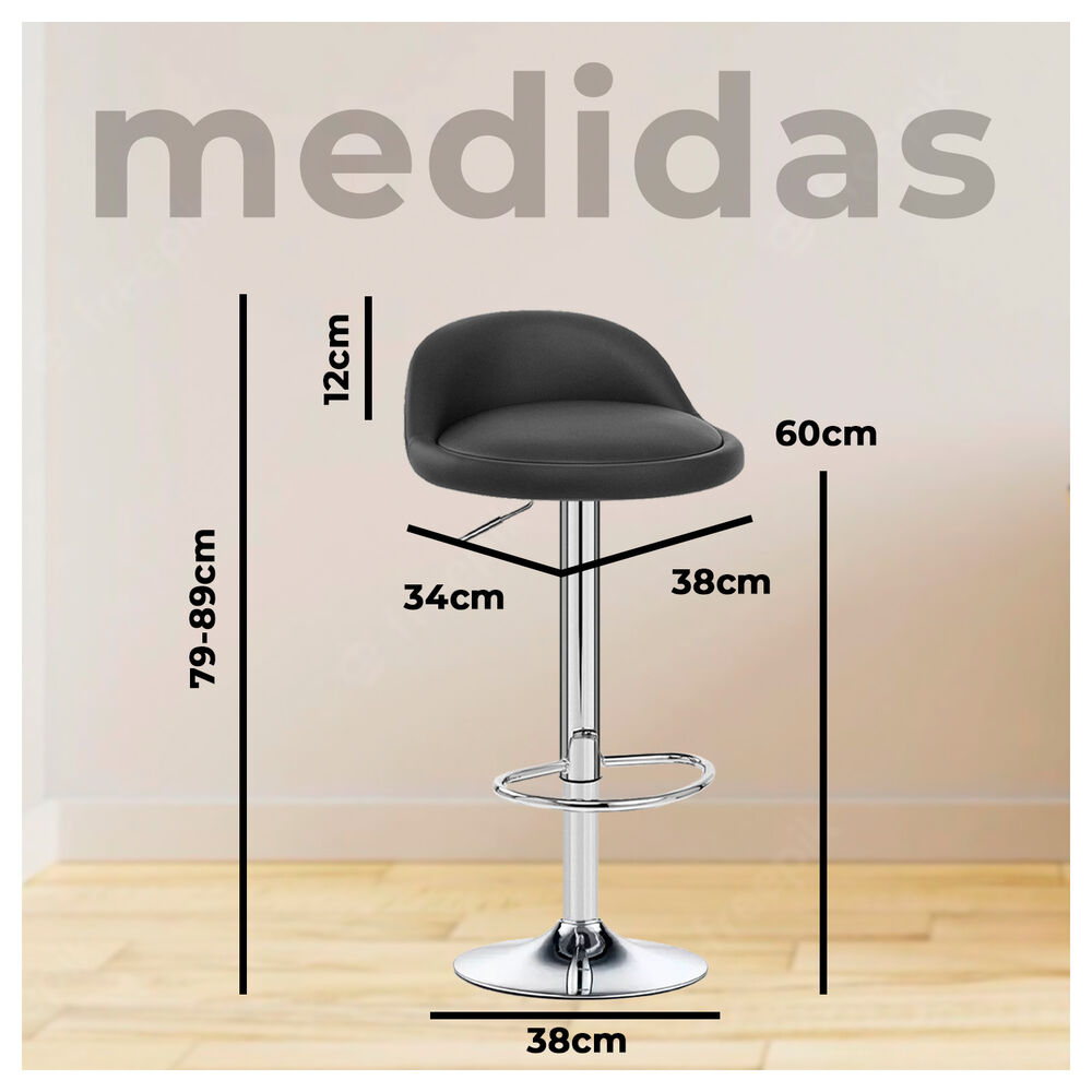 Pack 2 Silla Piso Bar Taburete Negro image number 5.0