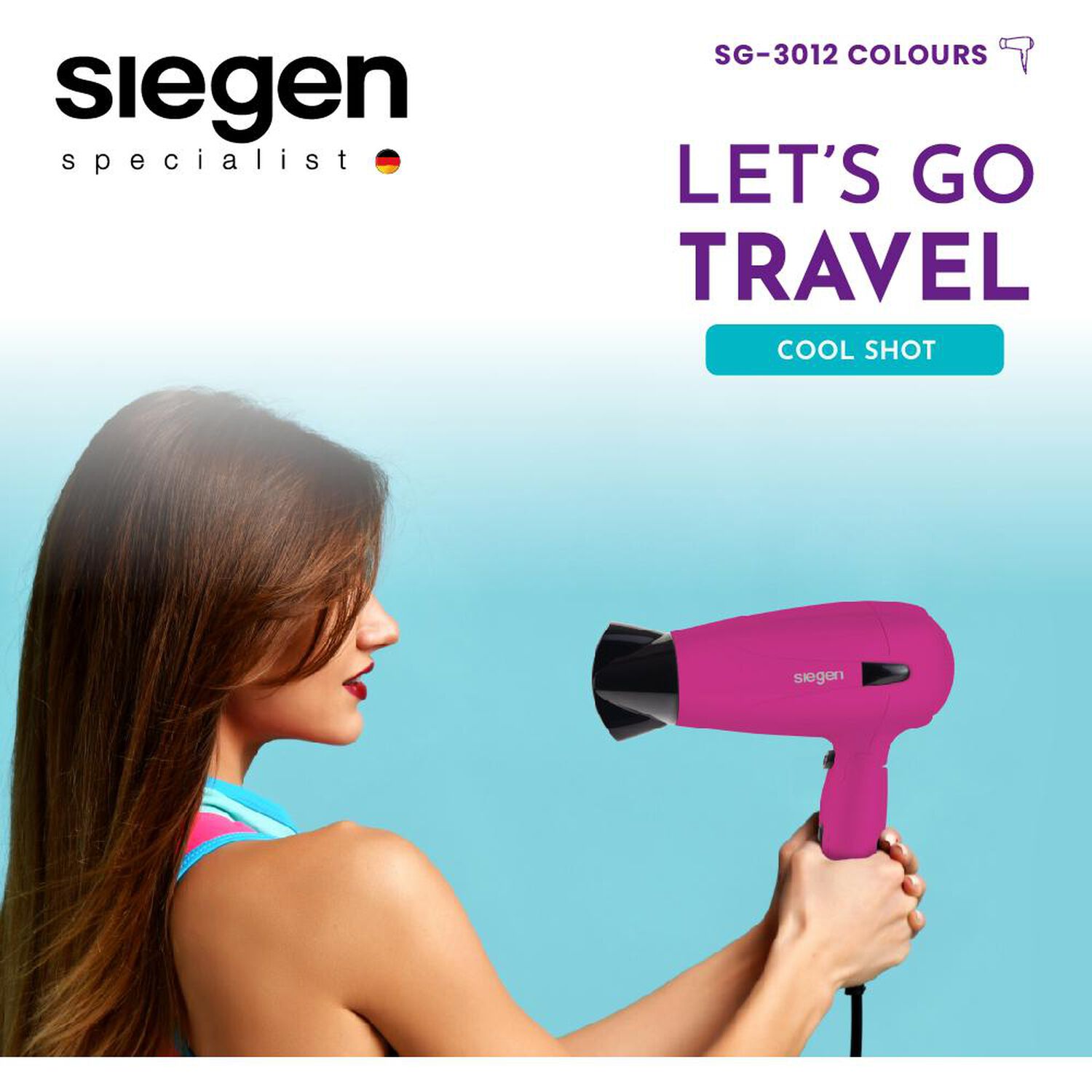 Secador De Pelo Siegen Let's Go Travel SG-3012C61 image number 2.0