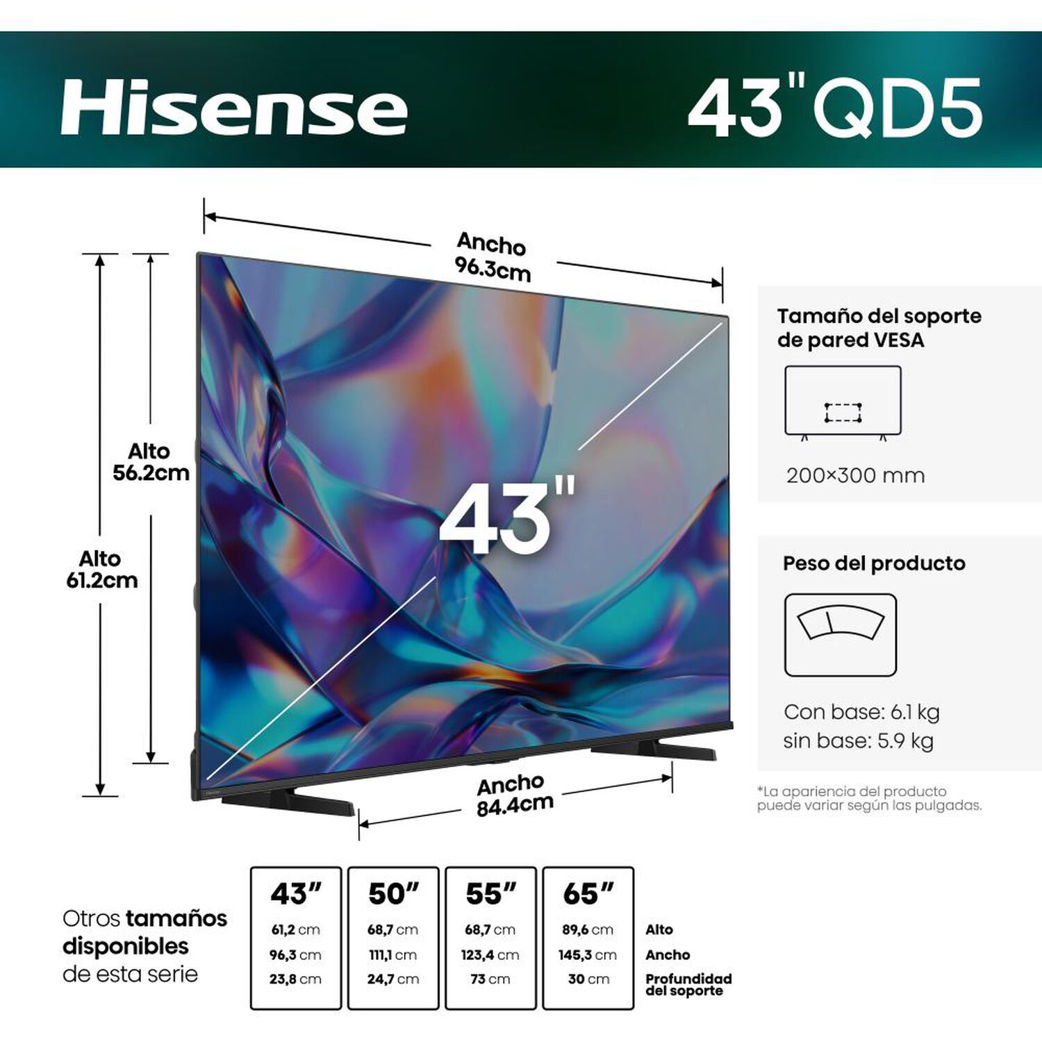 Qled 43" Hisense 43QD5SV / Ultra HD 4K / Smart TV image number 1.0