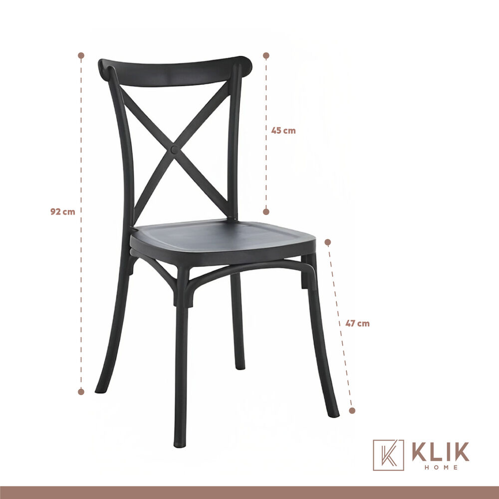 Comedor Mesa Eames Vidrio 80cm + 4 Sillas Crossback Negras image number 4.0