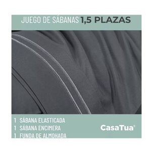 Sabana 1800 Hotel Ultra Suave + Funda Bordada. 1.5 Gris Oscuro