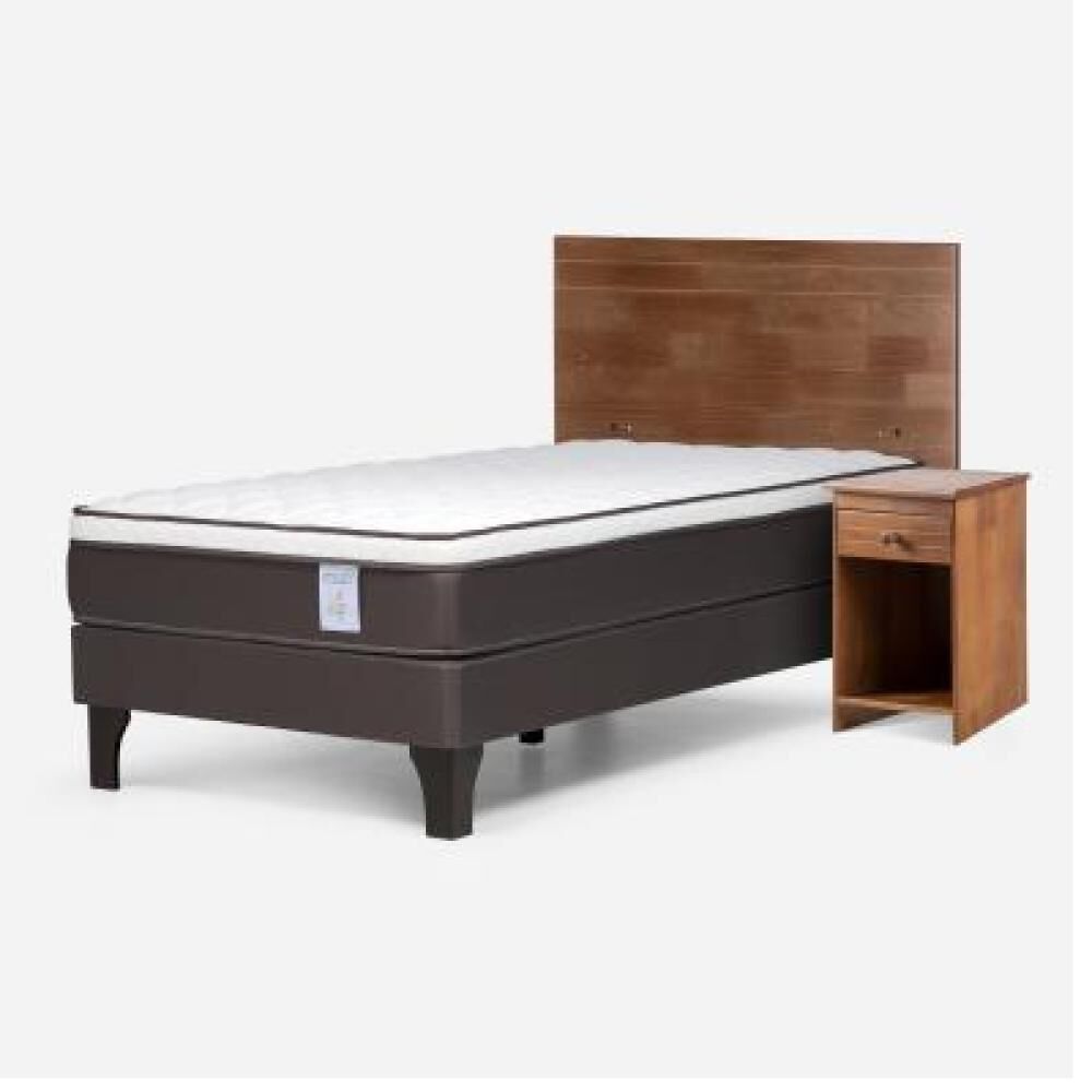 Cama Europea Rosen New Style 4 Plus / 1 Plaza / Base Normal + Set De Maderas Tabor Caramelo image number 9.0