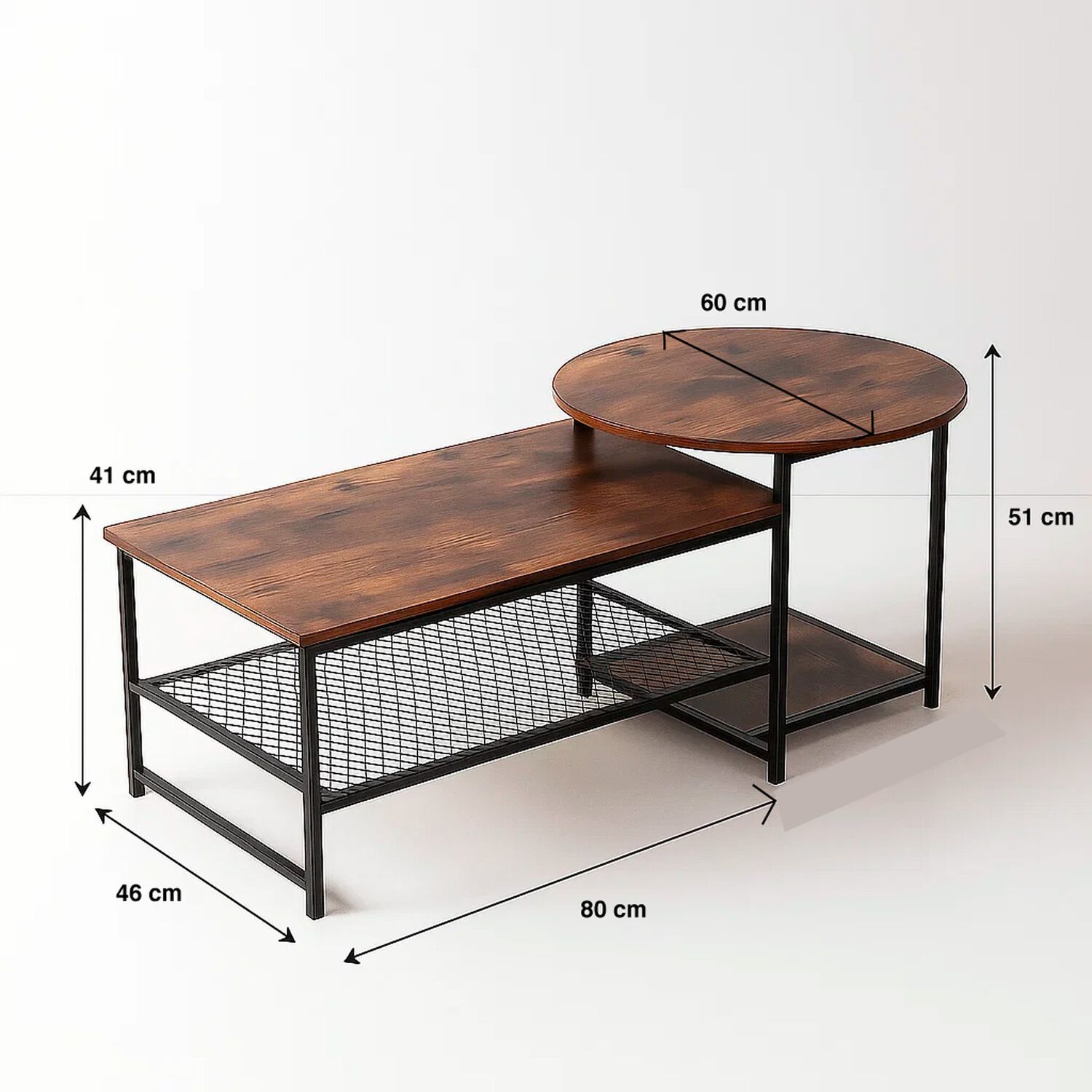 Set De Mesas De Centro Industrial En Mdf - Dise&ntilde;o D&uacute;o Modular image number 3.0
