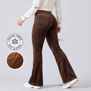 Pantal&oacute;n Cotel&eacute; Palazzo Polar Con Chiporro Elasticado T&eacute;rmico Caf&eacute;
