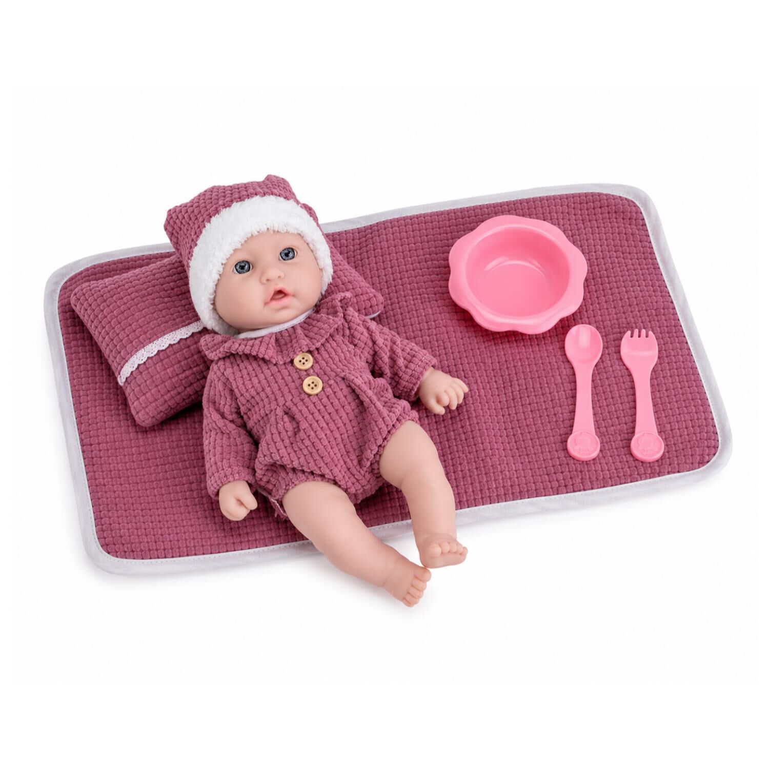 Juguete Mu&ntilde;eca Bebe 35cm Con Accesorios Rosado Infantil image number 0.0