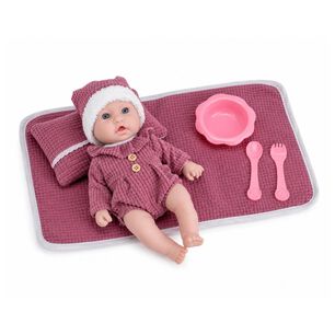 Juguete Mu&ntilde;eca Bebe 35cm Con Accesorios Rosado Infantil