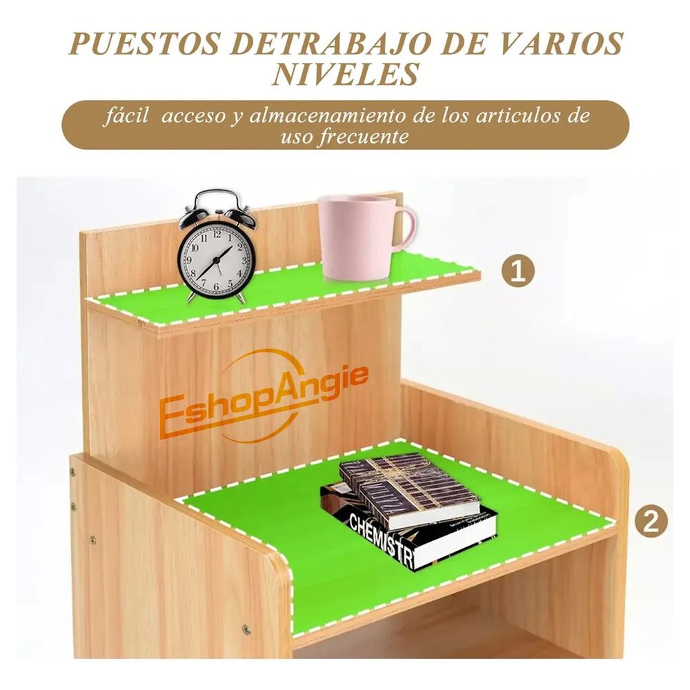 Velador Mesa Noche 3 Niveles Cajón Almacenamiento Estilo image number 2.0