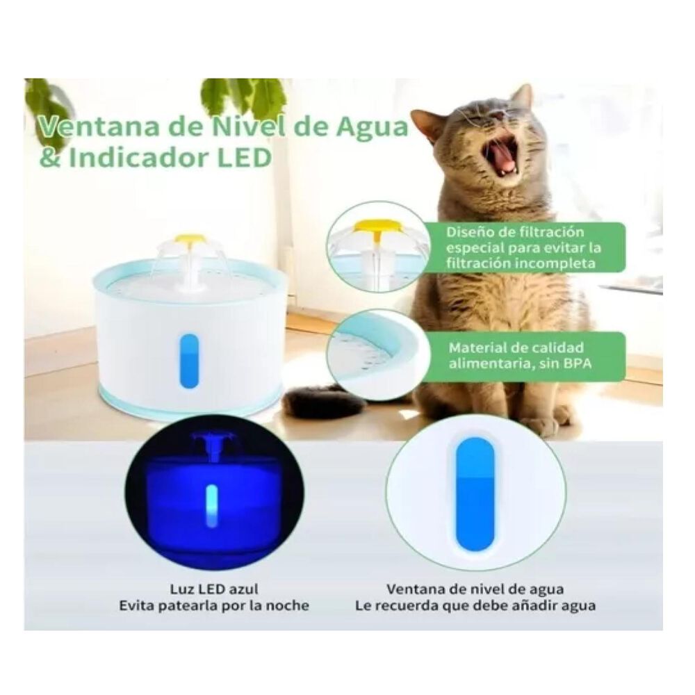 Bebedero Electrico 2400ml Para Mascotas Filtro Purificador image number 3.0