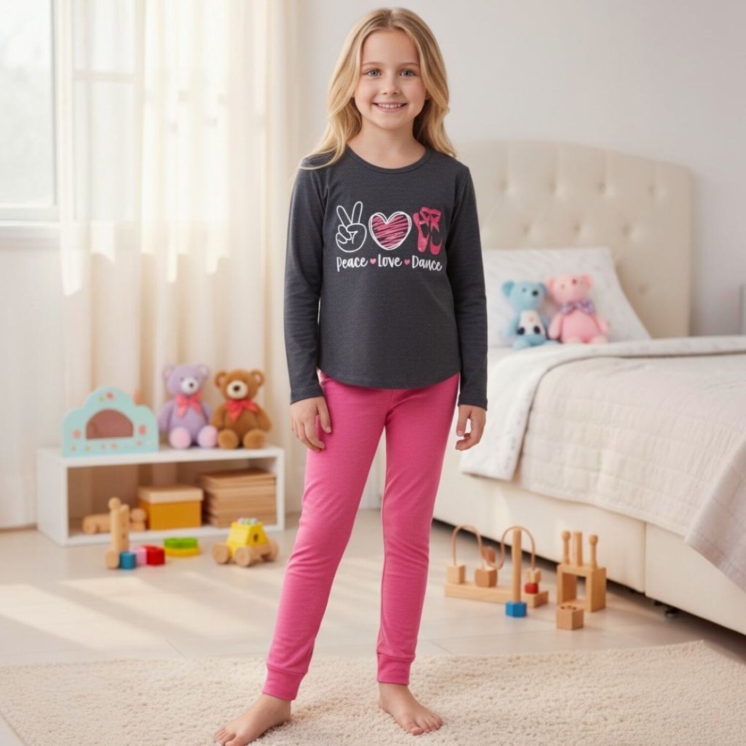 Pijama Ni&ntilde;a Estampado Peace Love Dance image number 0.0