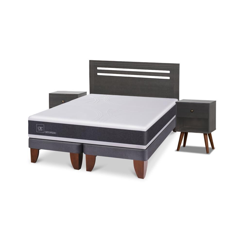Cama Europea Cic Ortopedic / 2 Plazas / Base Dividida + Set De Maderas image number 1.0