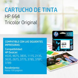 Tinta HP 664 Tri-color Ink Cartridge
