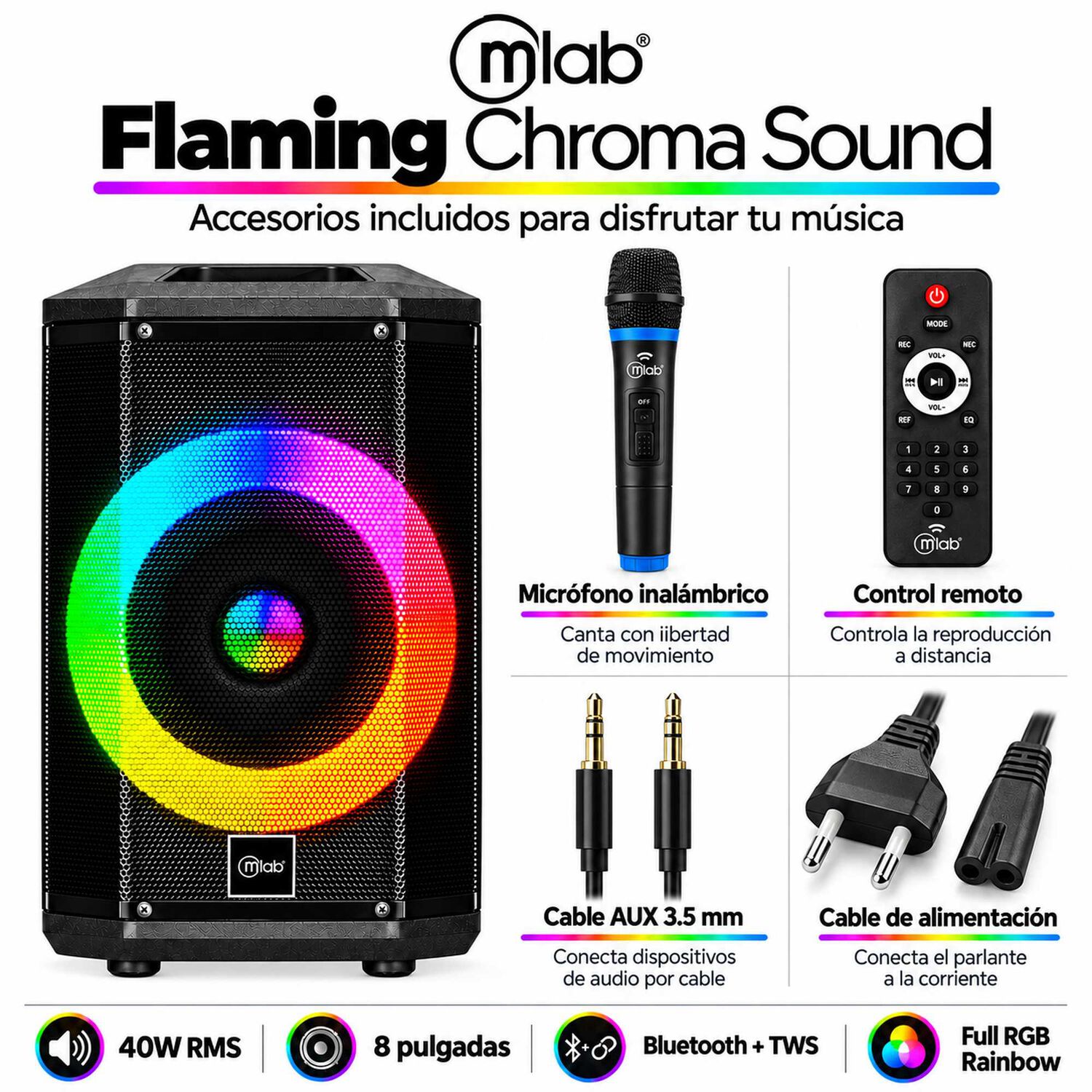 Parlante Microlab Flaming Chroma 40w Rgb Con Micr&oacute;fono image number 5.0