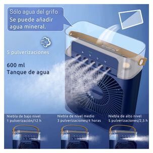 Climatizador Port&aacute;til Fr&iacute;o 4 En 1 Ventilador Humificador Enfriador Lampara Led 220v Usb Azul