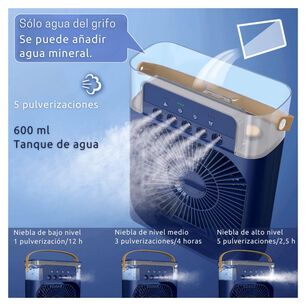 Climatizador Port&aacute;til Fr&iacute;o 4 En 1 Ventilador Humificador Enfriador Lampara Led 220v Usb Azul