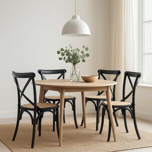 Pack De 4 Sillas Crossback Madera Rattan Negras Pack De 4 Sillas Crossback Madera Rattan Negras