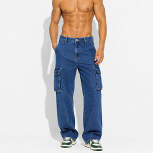 Pantal&oacute;n Jeans Cargo Baggy Hombre