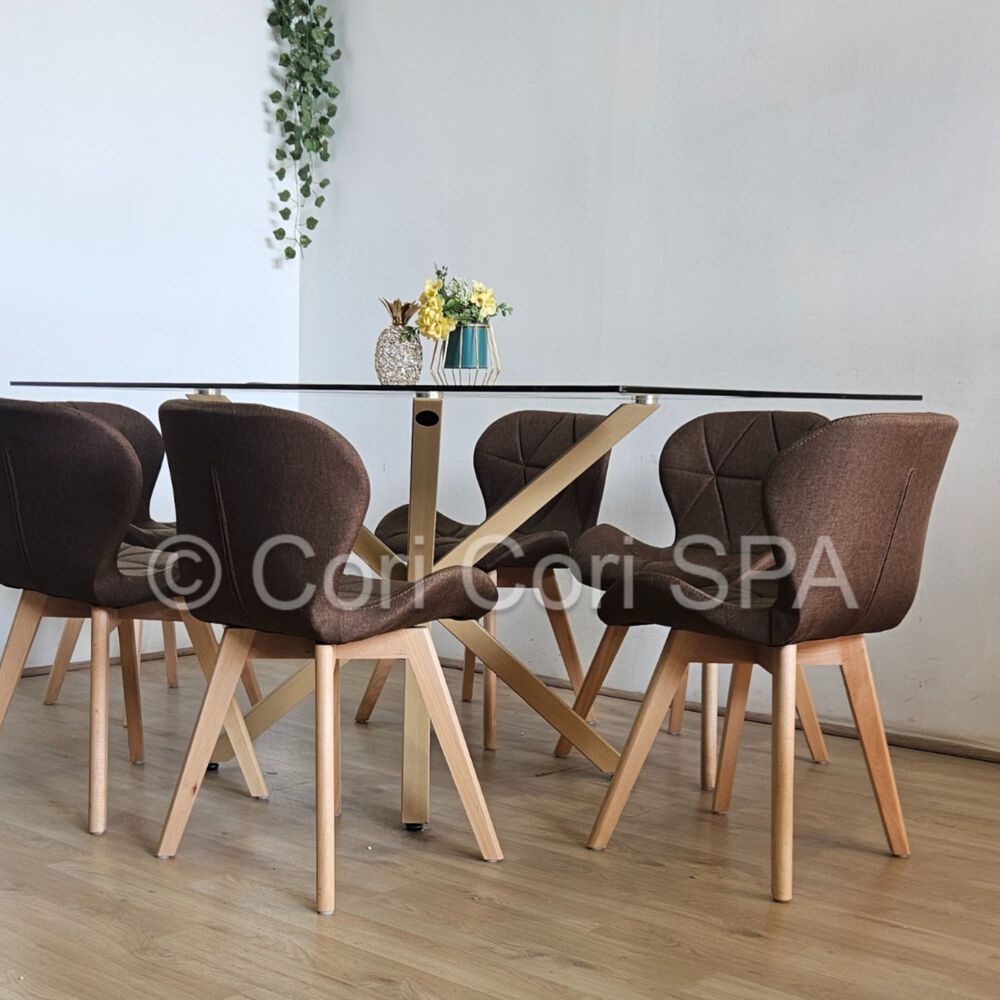 Pack 6 Sillas Mariposa Wood Lino Cafe image number 2.0