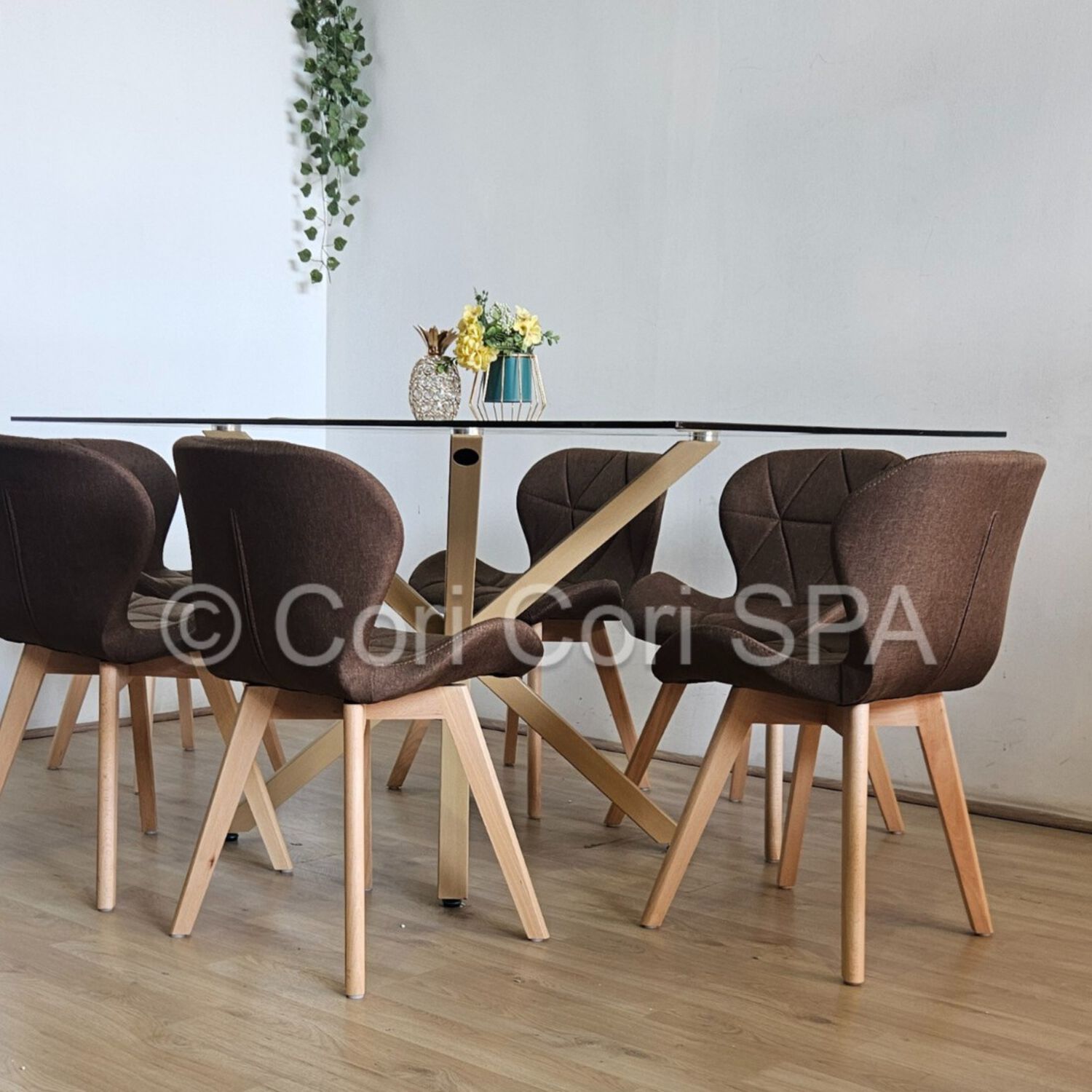 Pack 6 Sillas Mariposa Wood Lino Cafe image number 2.0