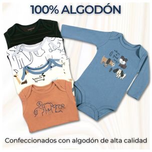 Pack 5 Bodys Ni&ntilde;o Manga Larga Tedmimak 100% Algod&oacute;n Cute Dogs