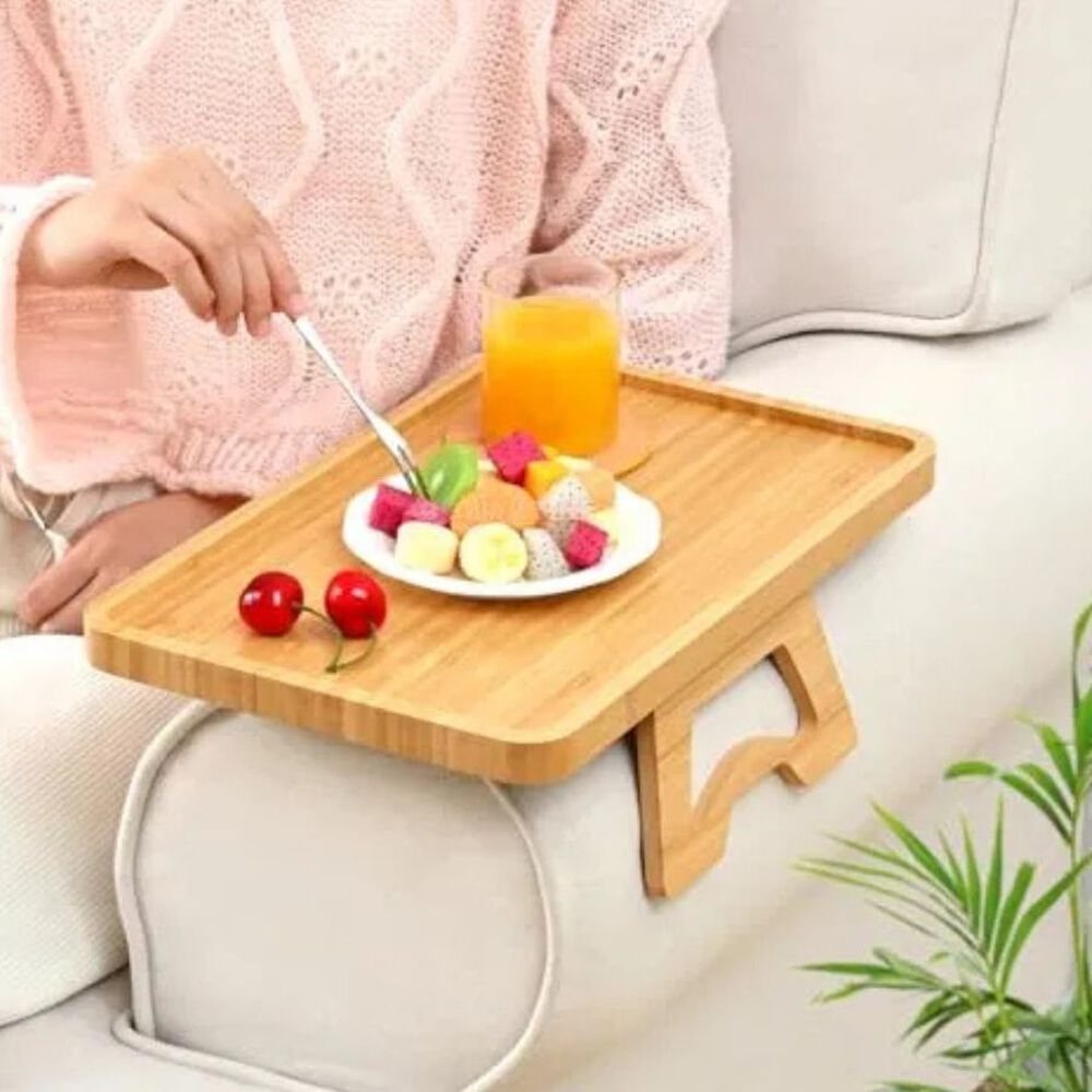 Bandeja Plegable De Bamb&uacute; Para Brazo De Sof&aacute; image number 2.0