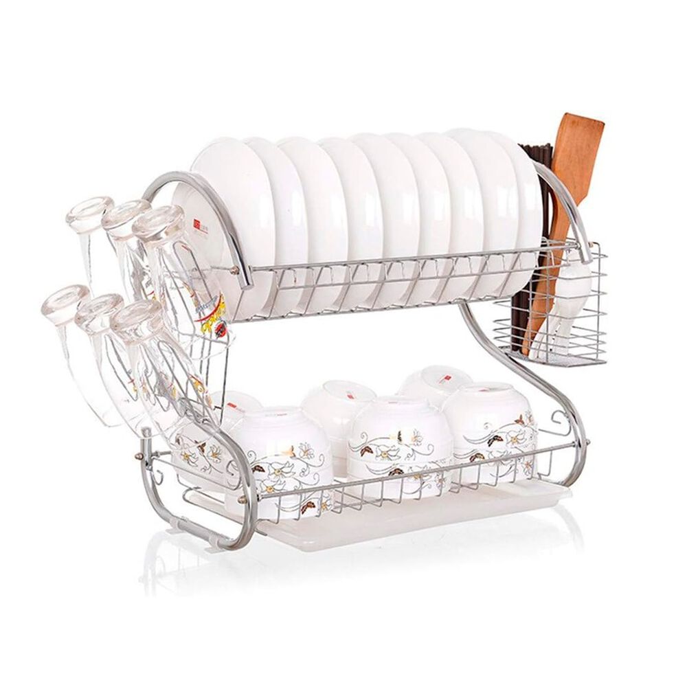 Estante Escurridor Organizador Platos 2 Niveles 40x26x38 Cm image number 1.0
