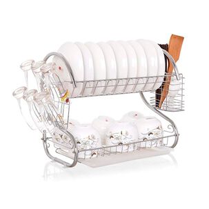 Estante Escurridor Organizador Platos 2 Niveles 40x26x38 Cm