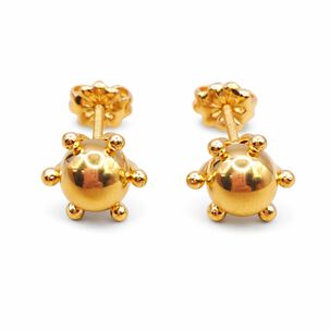 Aros Bolita Pistilo 9mm N6 Oro 18k Atornillados 3.60gr Mujer Hipoalerg&eacute;nicos