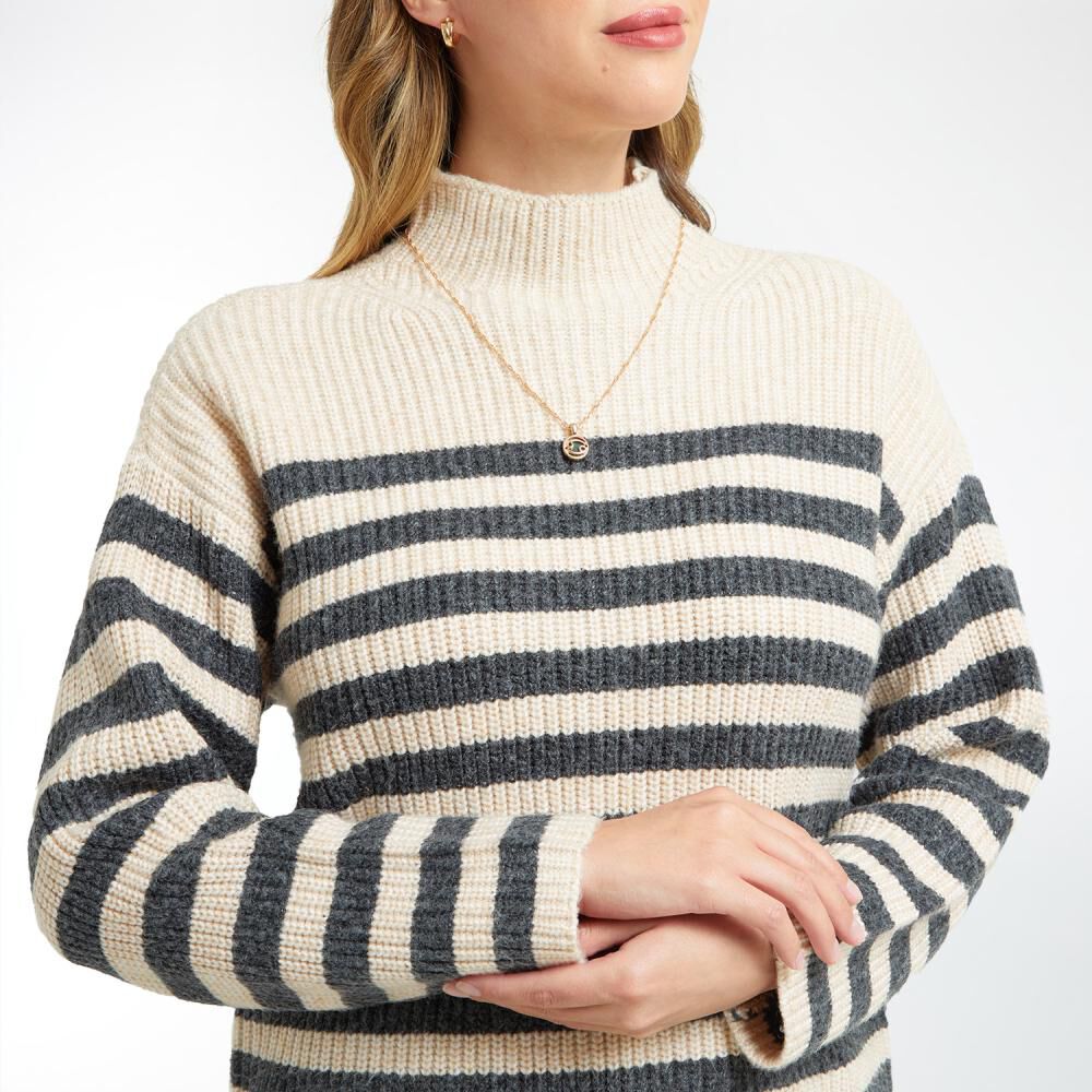 Sweater Melange Listado Cuello Alto Mujer Geeps image number 4.0