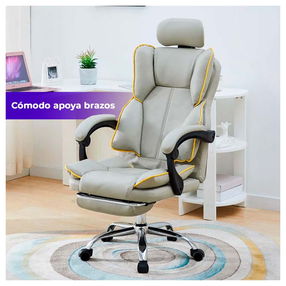 Silla Gamer Ergonómica Reclinable Con Reposapiés Y Altura Ajustable image number 4.0